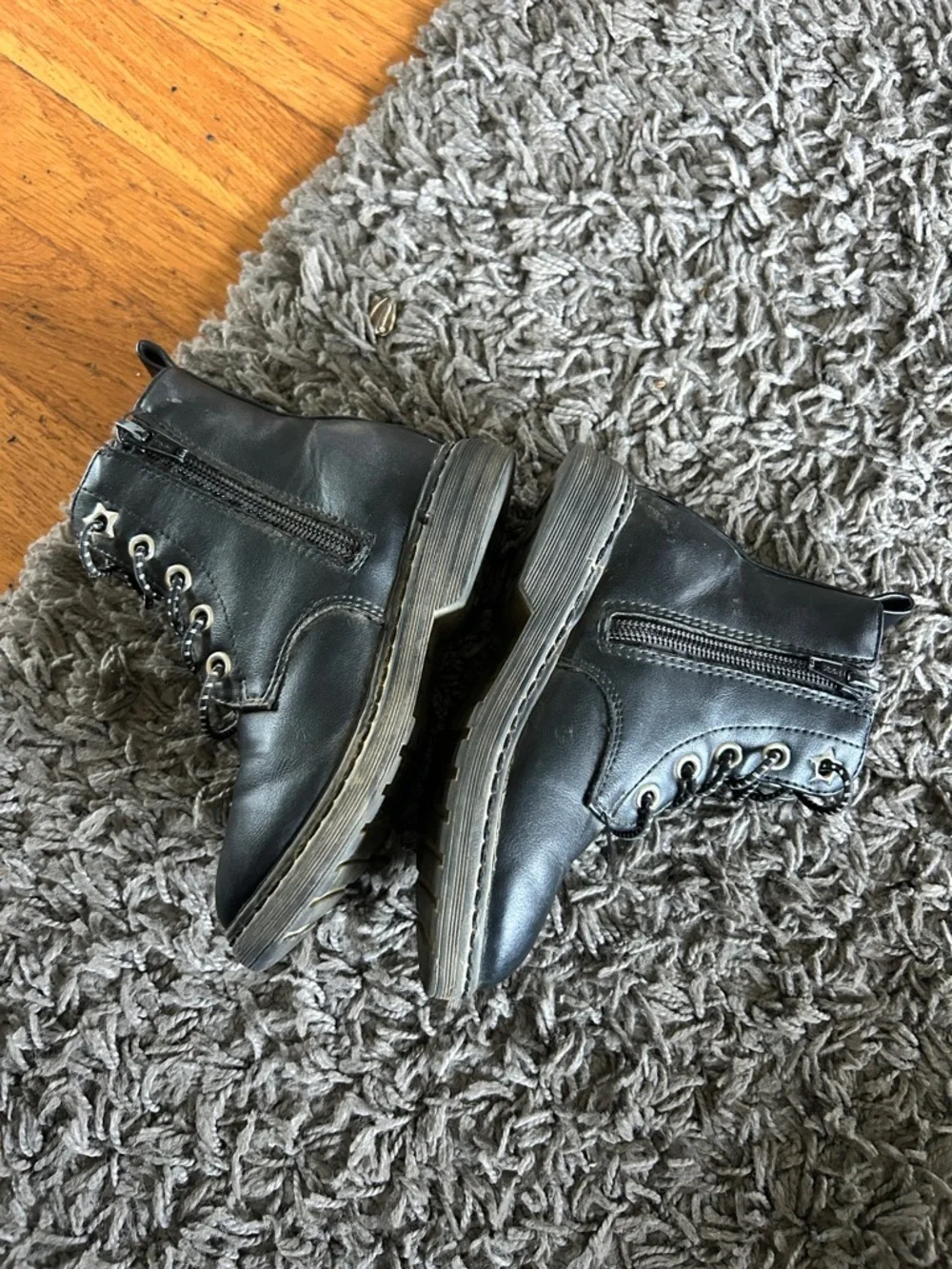 Jumping Beans Toddler Black Combat Boots Lightweight Lace-Up Ankle Size 9T